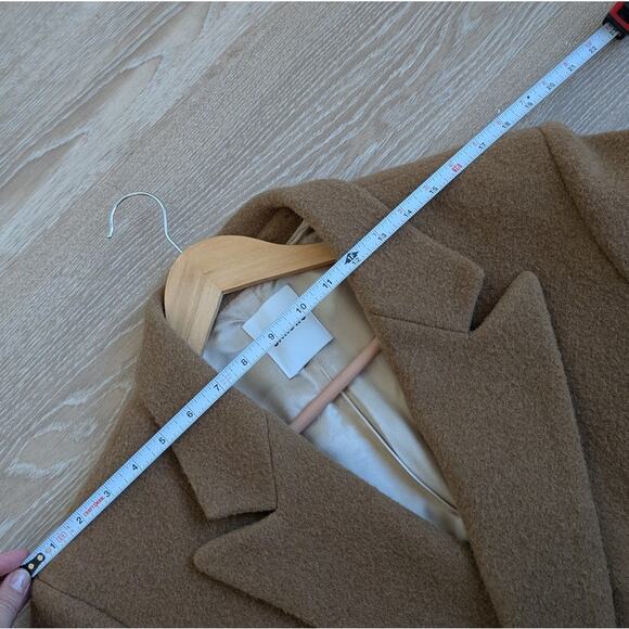 NWT Sandro Riccardo Camel Double-Breasted Wool Peacoat Felt Coat, sz FR 38/ US 6 - Picture 6 of 13